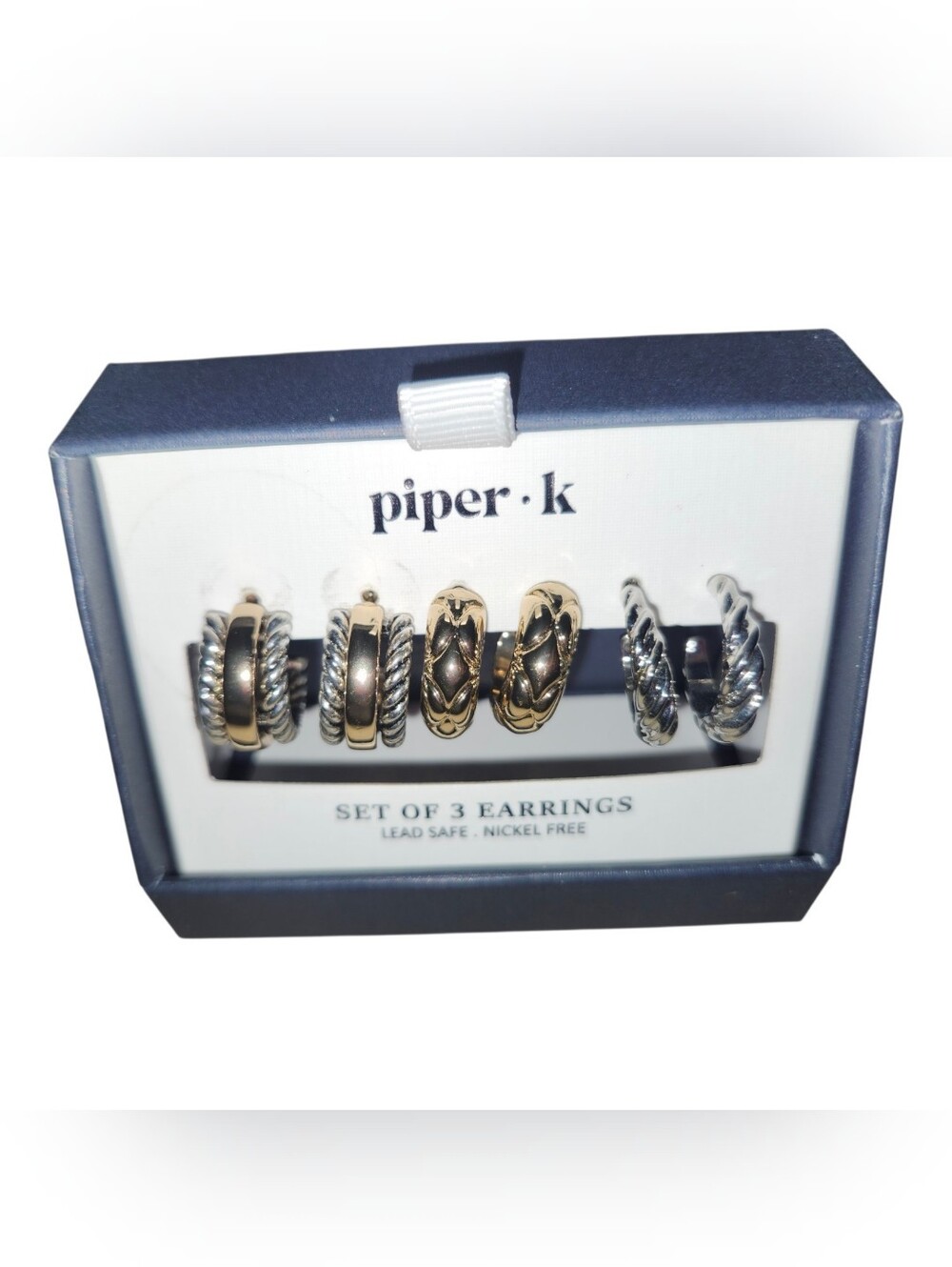 Piper•K NIB Two-Tone Gold and Silver Hoop Earring Set - 3 Pairs Nickel Free